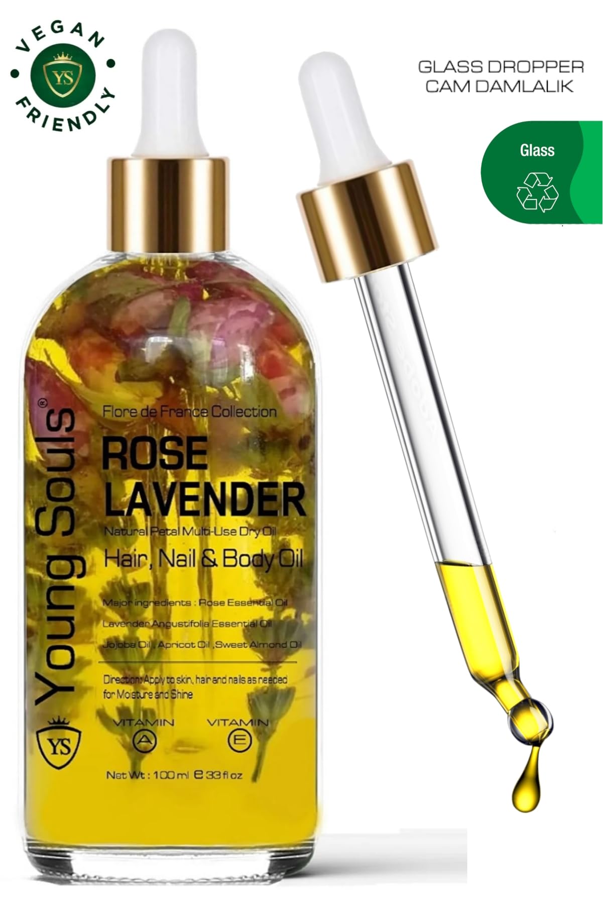 Young Souls Aromatherapy Rose Lavender Multi Use Oil Gül Lavanta Yüz Saç Tırnak & Vücut Bakım Kuru Yağ 100 ml