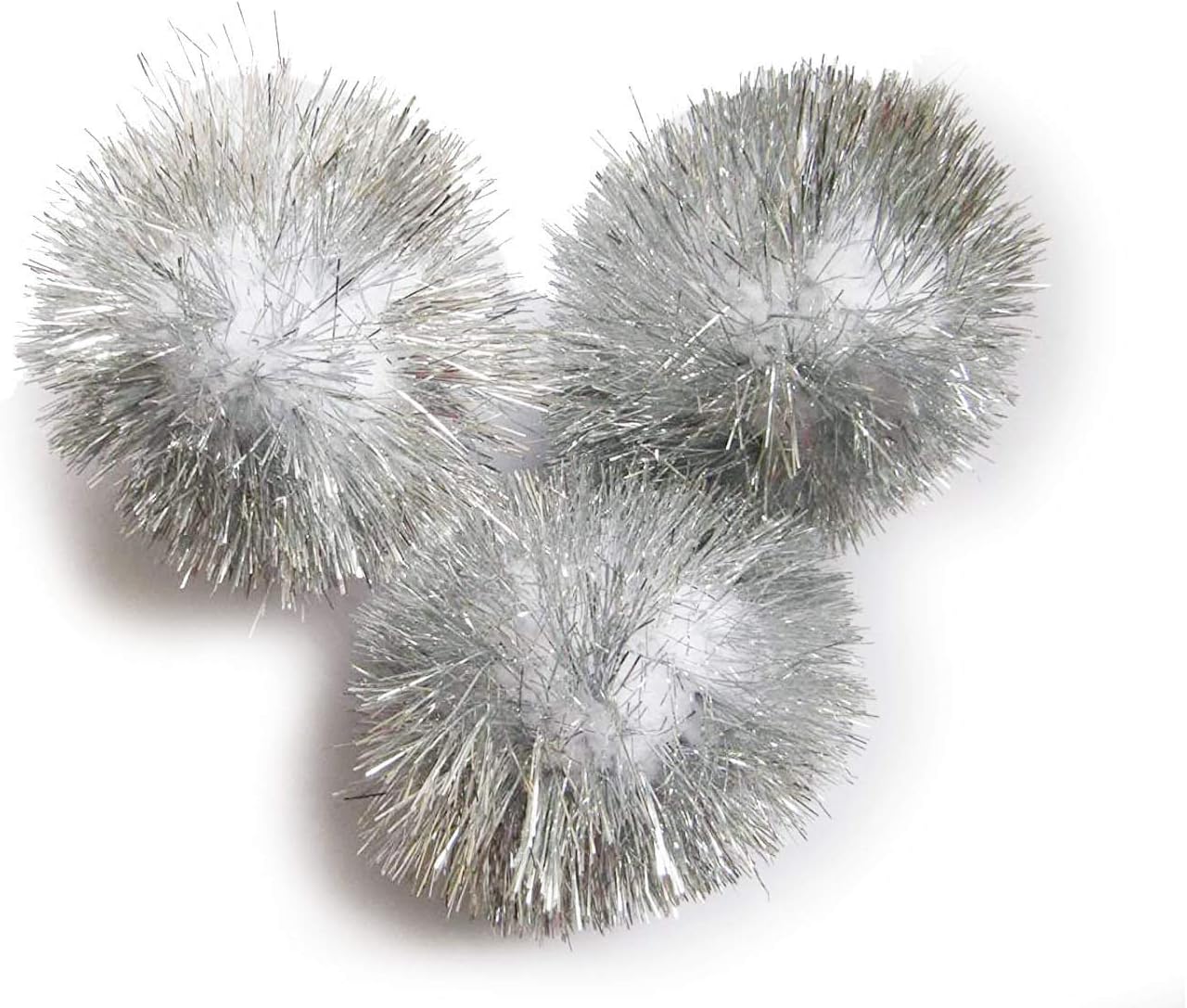 YYCRAFT 15pcs Jumbo Glitter Tinsel Pom Poms Sparkle Balls