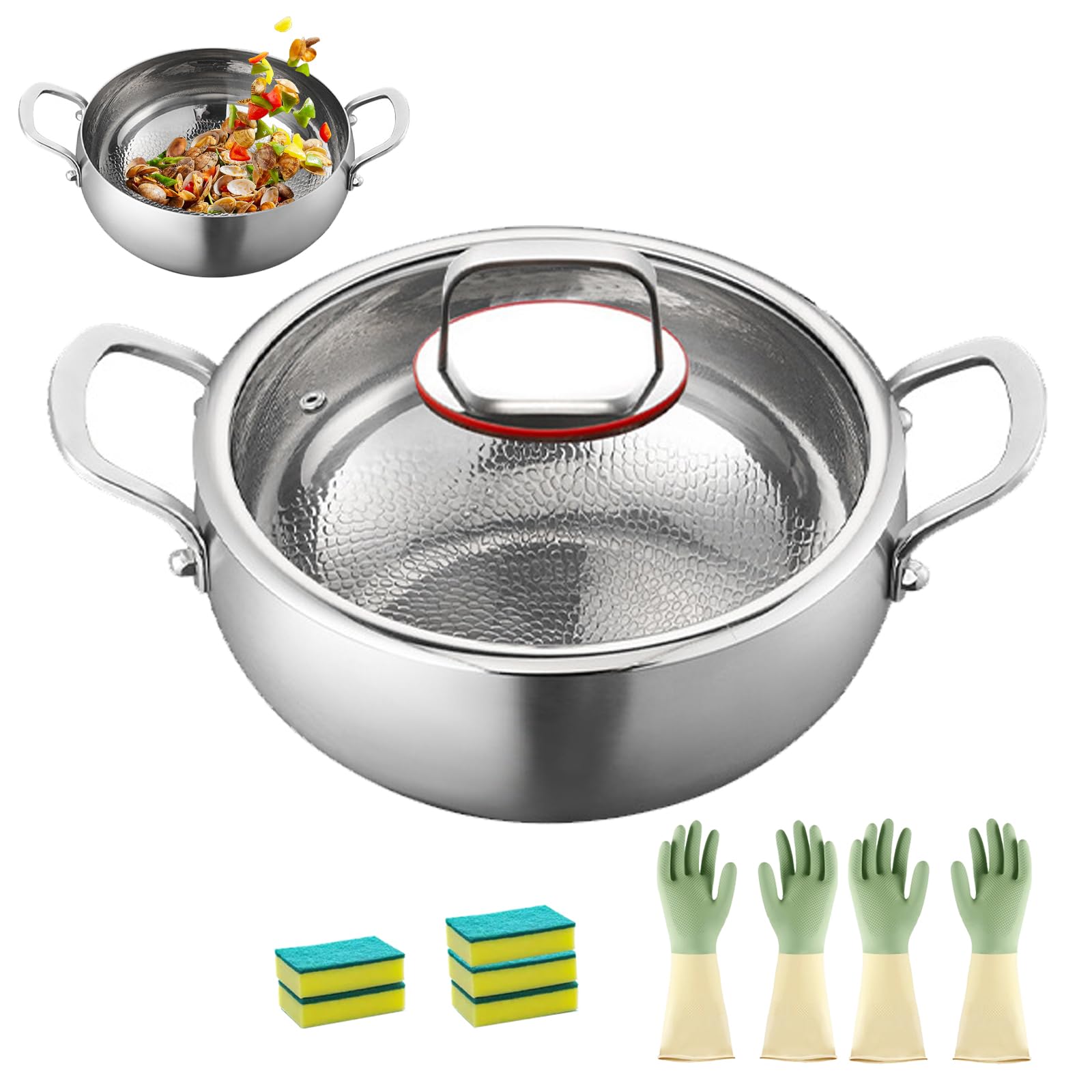 Marmite en titane anti-rayures fini les aliments qui collent faitout induction 28cm avec couvercle