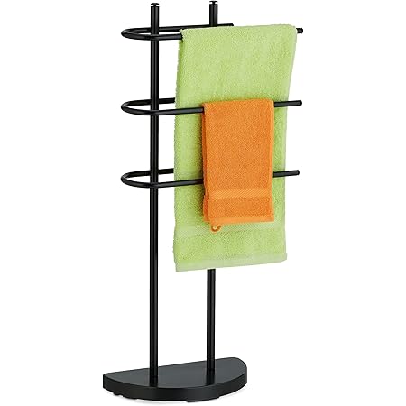 Piantana Portasciugamani Relaxdays - 3 Bracci, Acciaio Nero, 82.5x46x21 Cm, Senza Trapano - Foto 7