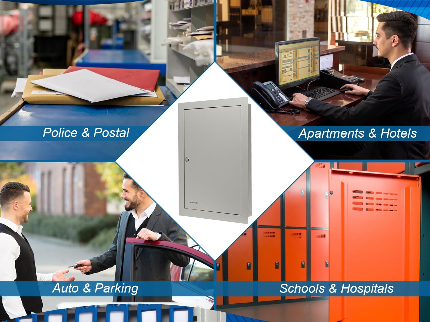 Barska 100-Key in-Wall Key Lock Box with Flange – Steel Key Cabinet with Adjustable Numbered Hooks, Colored Tags, Index Sheet & Wall Mount – Single Key Lock, Gray Finish