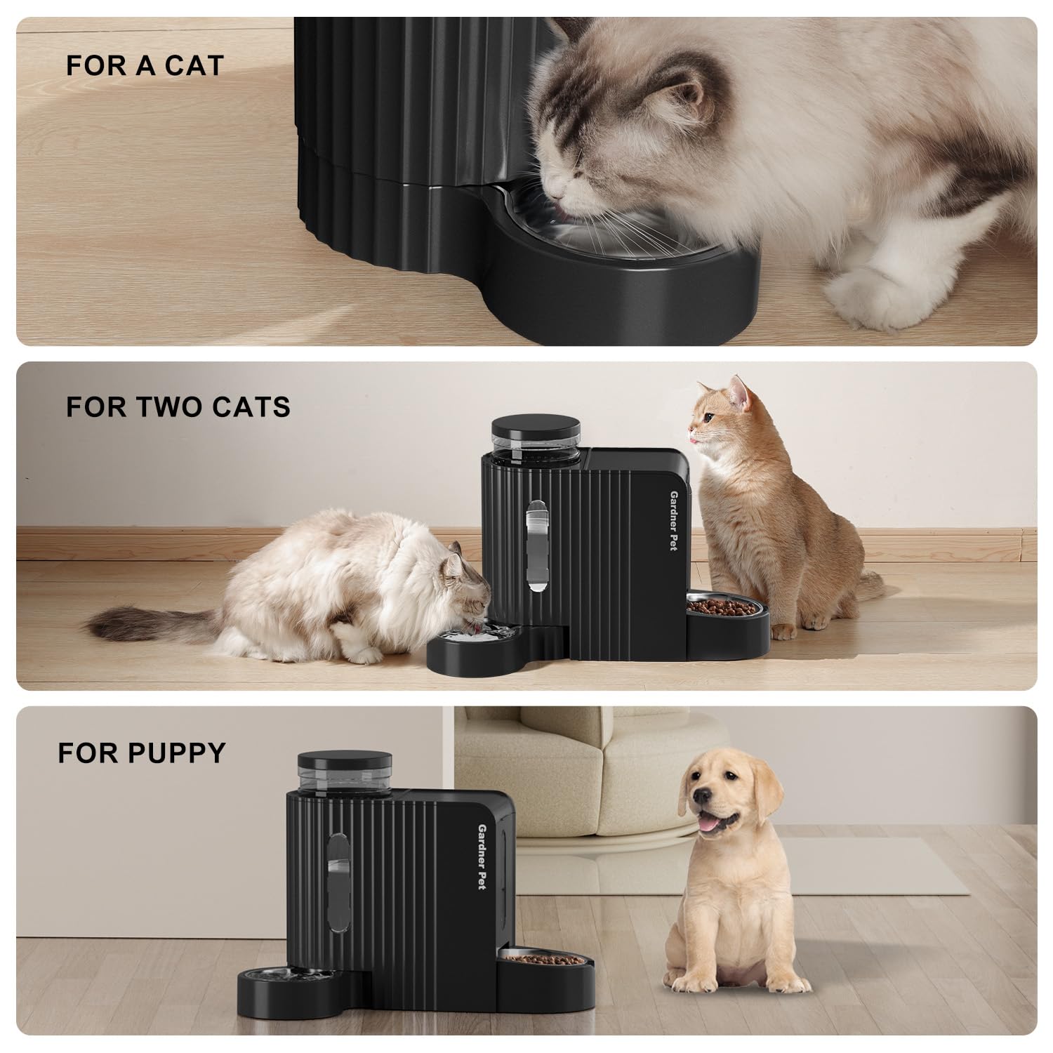 Gardner Pet Automatic Gravity Cat Food Feeder and Water Dispenser Stainless Steel Two-in-One Set Large Capacity Dispenser for Pets Dogs, Puppies, Kittens-(0.8 Gallons x 2) - image 7