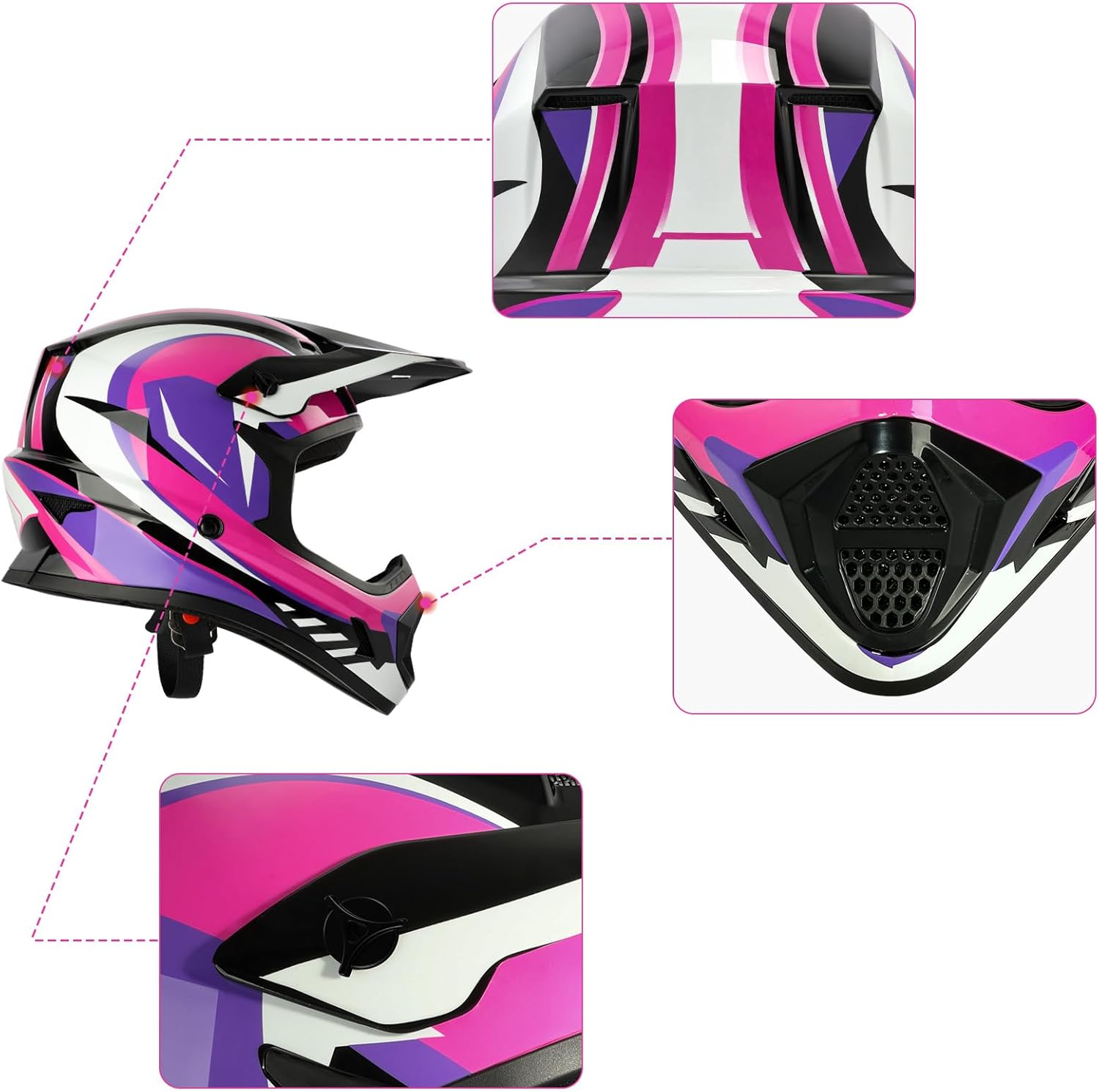 XFMT Youth Dirt Bike Helmet DOT Kids Full Face Helmet for Motocross ATV Off-Road Street Bike Four Wheeler with Goggles & Gloves