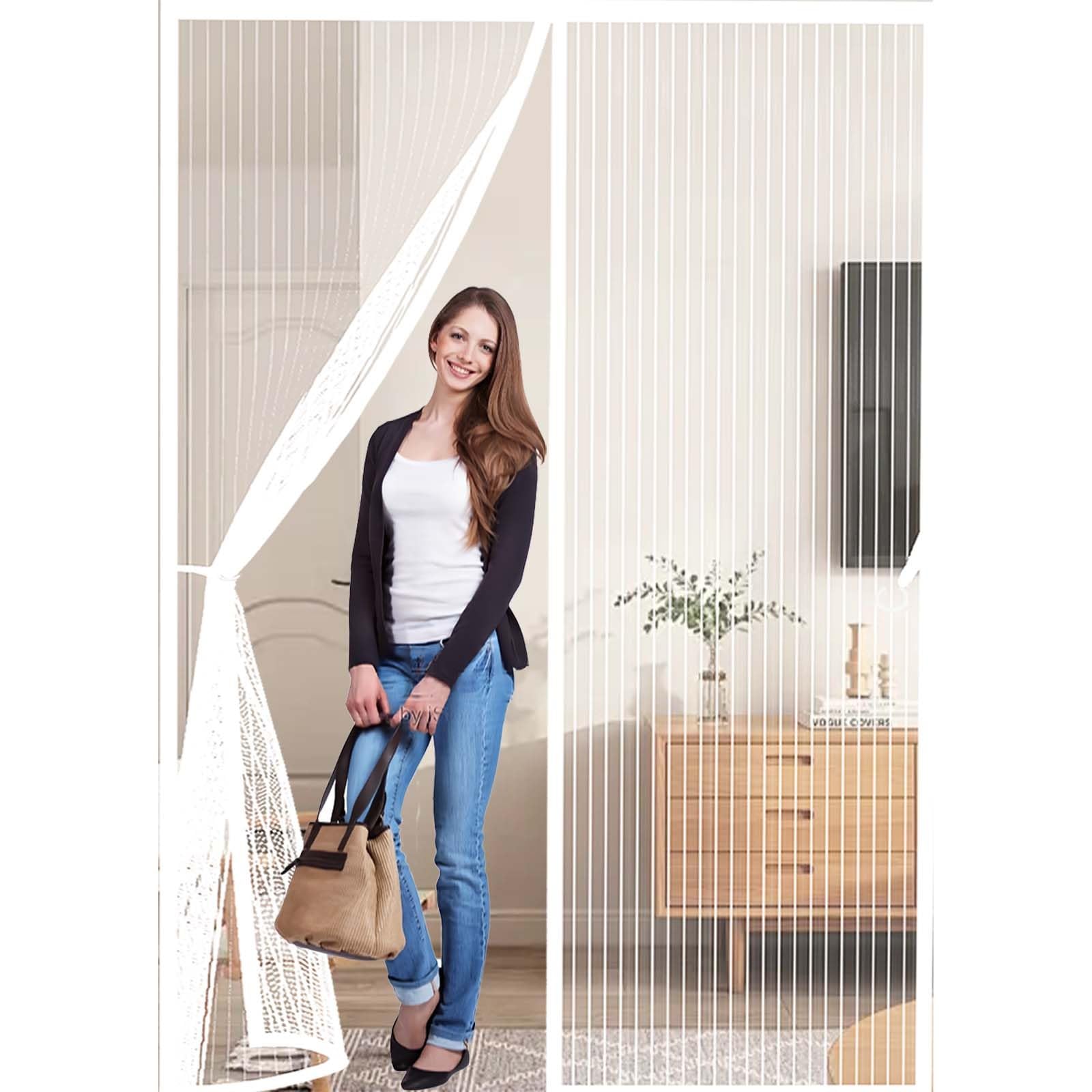 Feijdon White Fly Screens For Doors 160 X 201 Cm Durable, Keeps Bugs Out, Kid And Pet Friendly Magnetic Fly Screen Door Curtain Hundreds Of Sizes, Lets Fresh Air In,