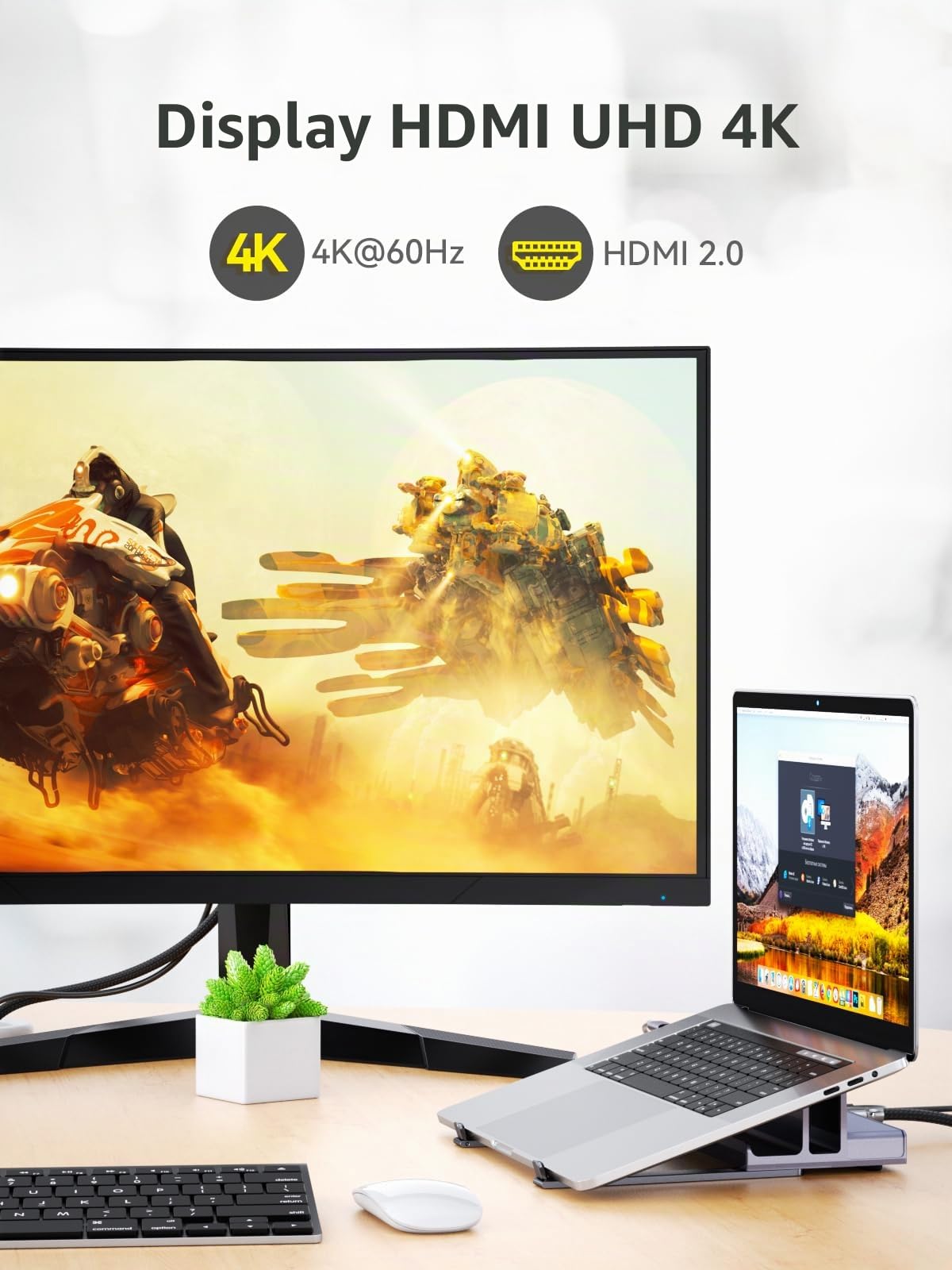 Supporto verticale 7 in 1 per laptop QUUGE con docking station e HDMI 4K per MacBook