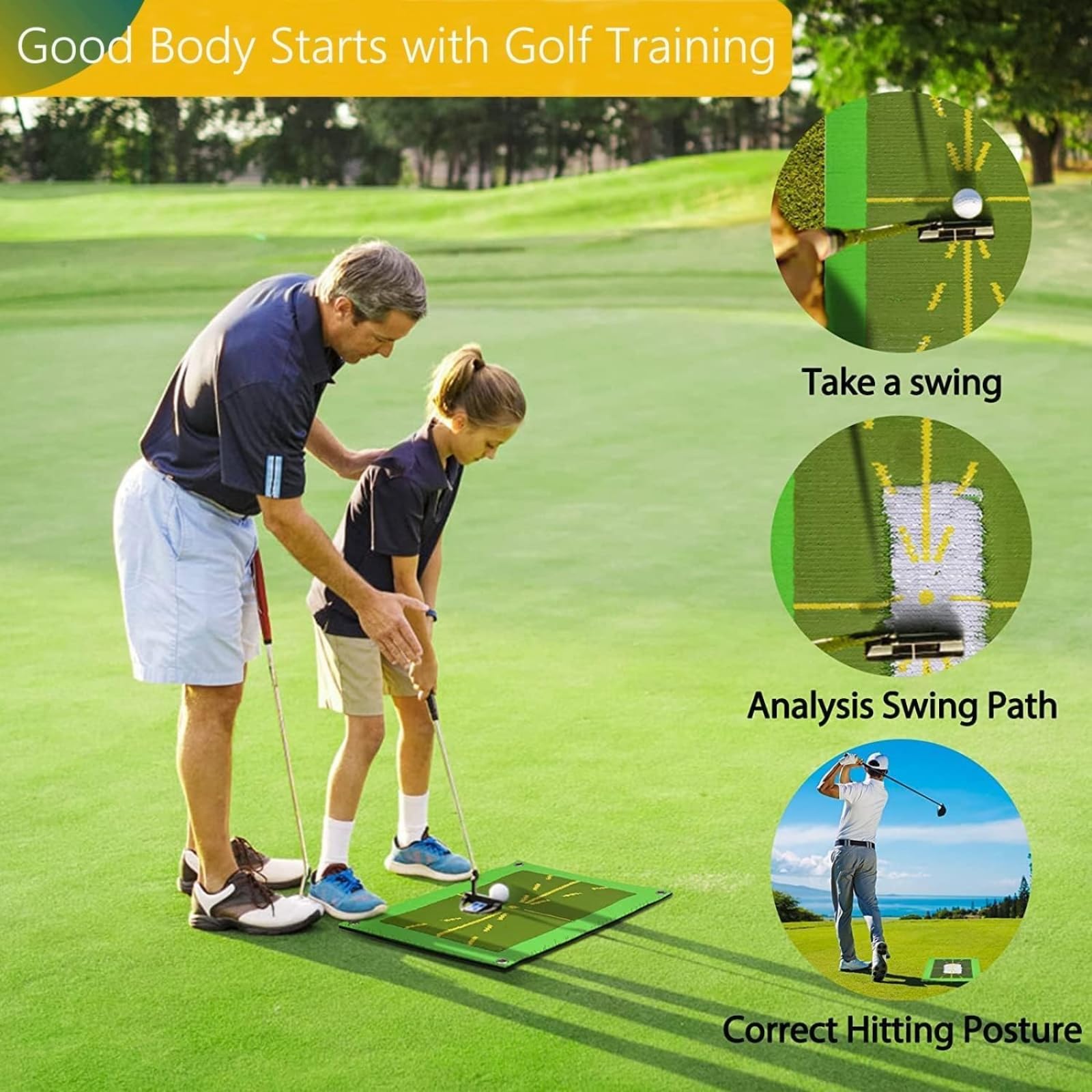 Alfombra de Golf con Bolsillo Negro 10pcs Mat de Entrenamiento para Interior
