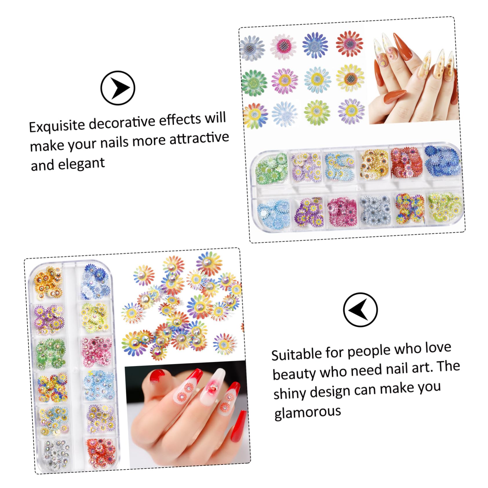 BESTYASH 2 Set Fogli Di Unghie Numero Decalcomanie Per Unghie Arte Delle Unghie Etichetta Adesivi Per Unghie Pasta Di Legno Fiore Margherita Polpa Di Legno Colorato 4 Scatole*2