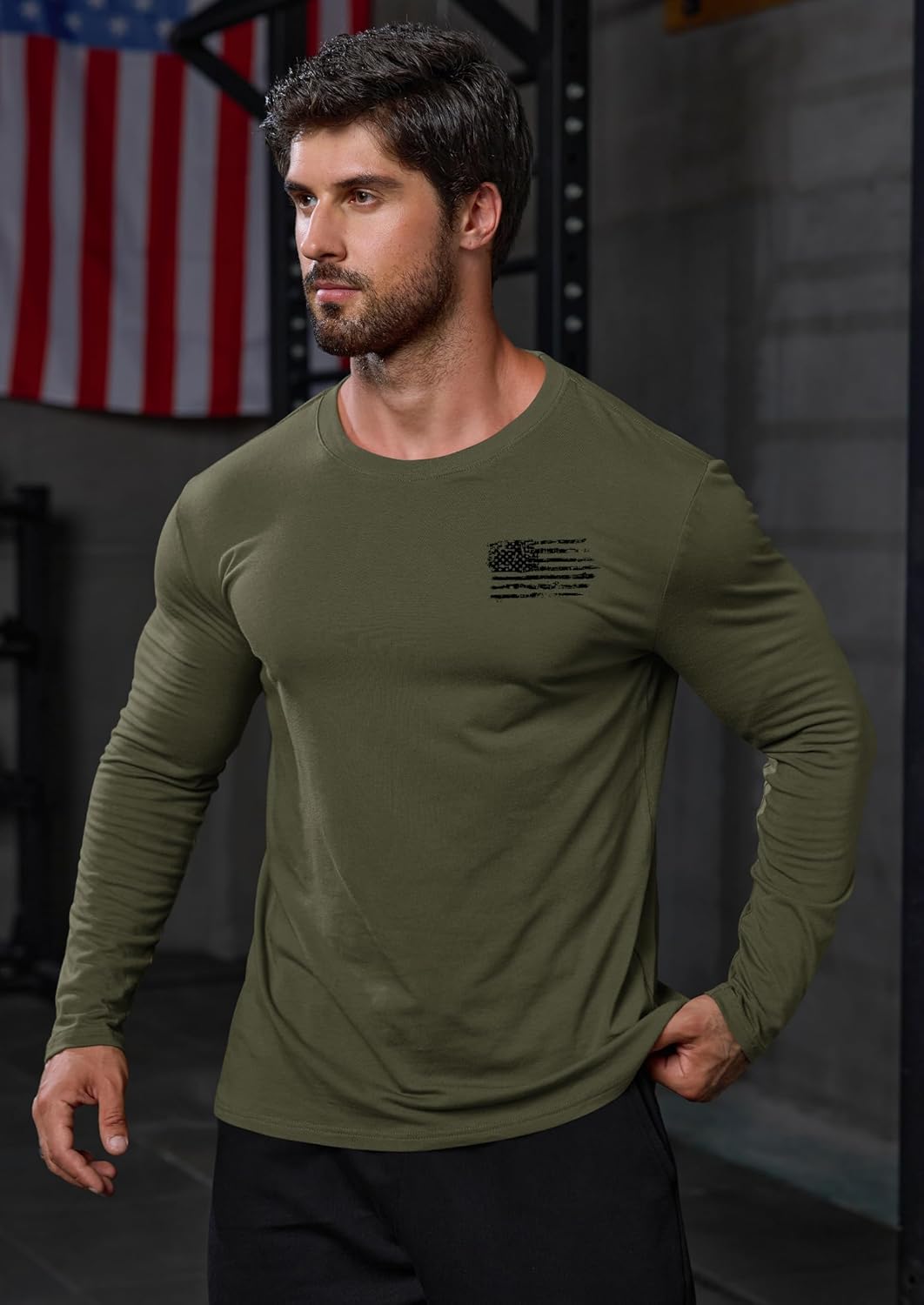 Mainfini Men's American Flag T-Shirt Patriotic Long Sleeve Graphic Tshirt (S-3XL) - Image 3