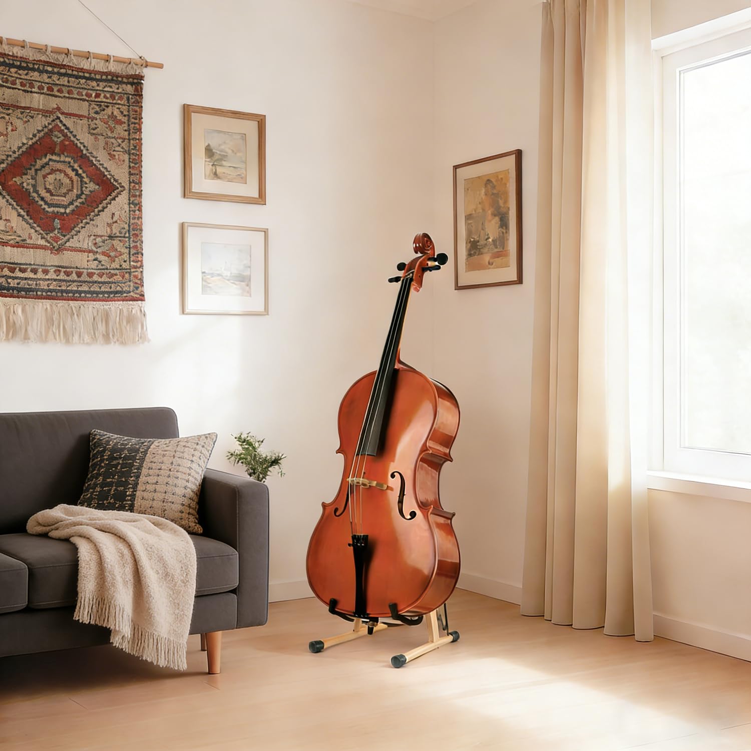 DIDA Stojak na gitarę, drewniany stojak podłogowy w kształcie litery A, do gitar akustycznych i klasycznych, antypoślizgowa gumowa wyściółka i piankowe ramiona, pojedynczy stojak na gitarę (Ashwood