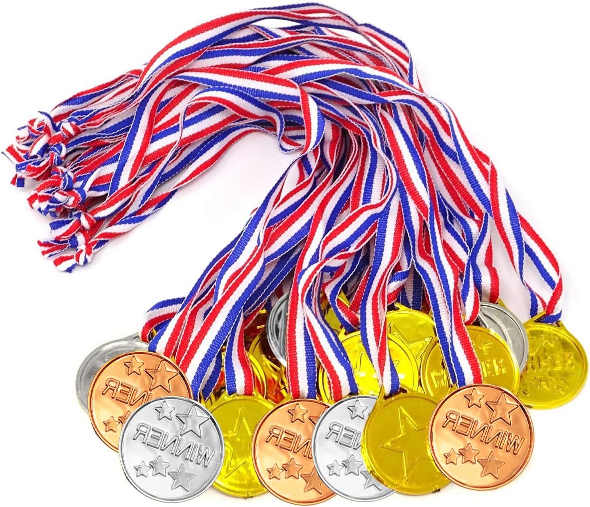 Guador 50 Pcs Winner Medals,Kids Plastic Gold Medals Children’s Plastic