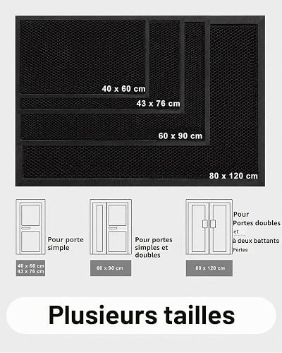 Diaxilu Outdoor Doormat 60 x 90 cm, Non-Slip Silicone Dirt Trapper Mat, Durable Outdoor Doormat - Dustproof and Washable, Weatherproof Door Mat for Front Door, Black - 4