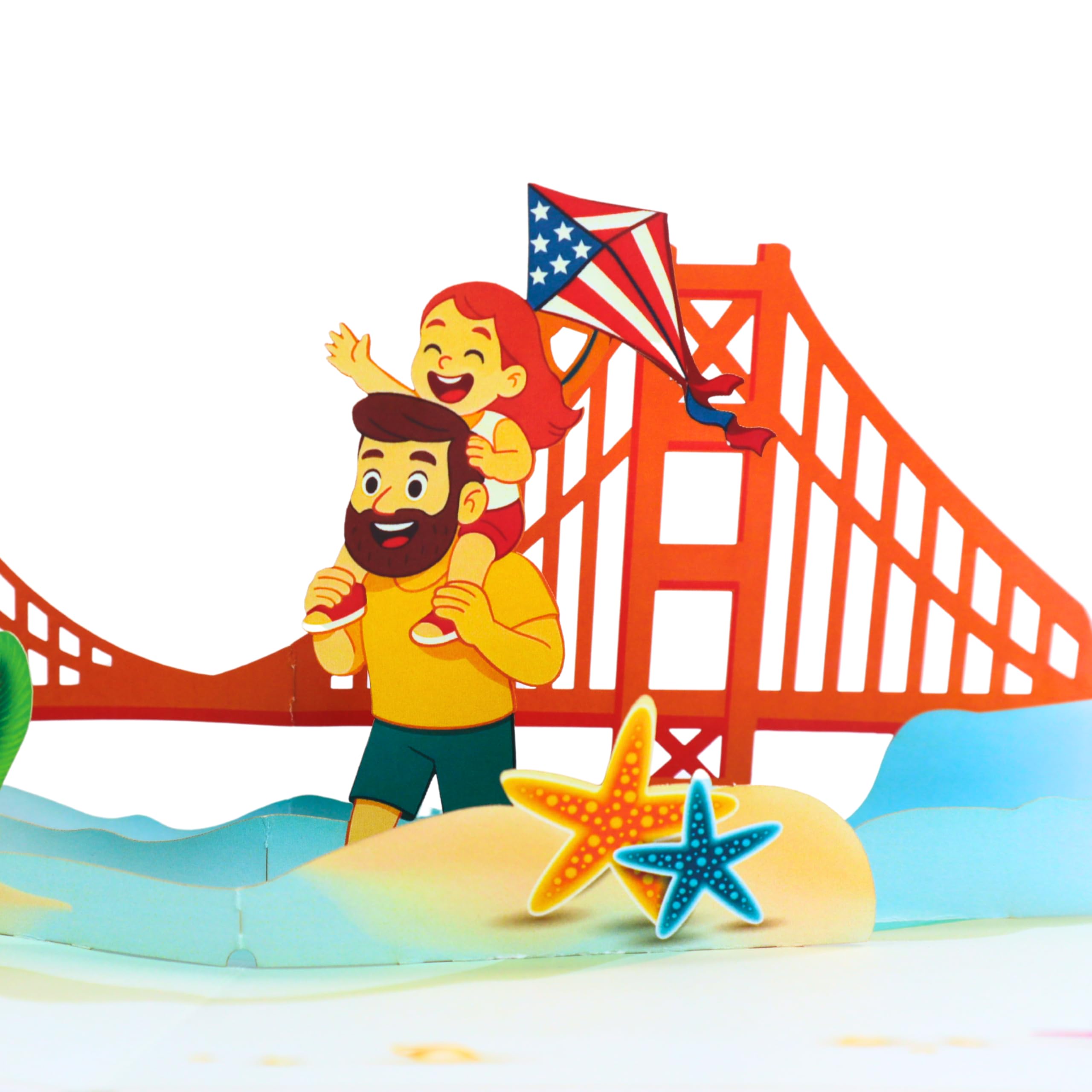 CUTE POPUP Father & Daughter Handcrafted Scenic Paper Greeting Card Perfect for Father’s Day, Birthdays, Summer Gifts – 6x8 Inch