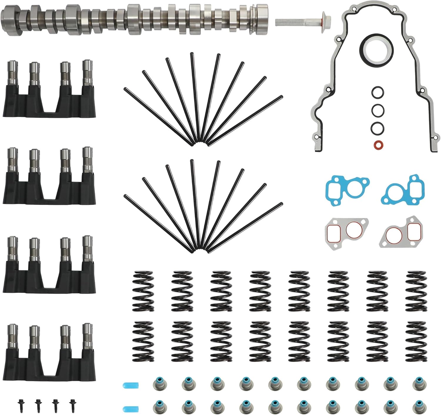 E1840P 5.3 Sloppy Stage 2 Camshaft Springs Kit w/Lifter Pushrods Kit Timing Cover Gasket For GM Chevy Gen3 LS1 LS6 LQ4 4.8 5.3 5.7 6.0 1999-2007 TCS45993 12564012 10238852 15120841 15120844