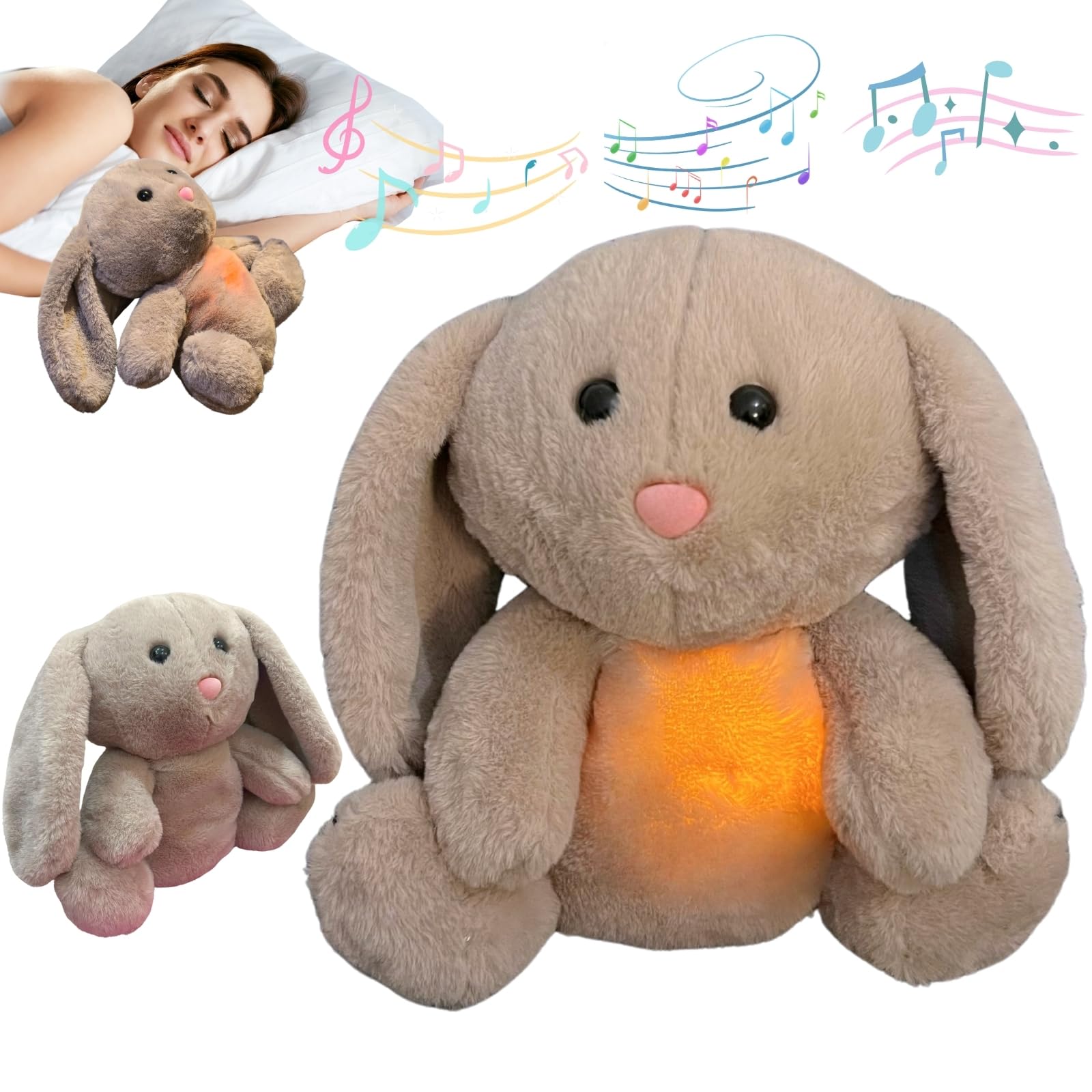 Easter Anxiety Relief Koala Bunny, Breathing Teddy Anxiety Bear with Calming Music, Lights, Sleeping Otter Plush, Soothing Bunny for Adults & Kids, Stress Relief Stuffed Animal