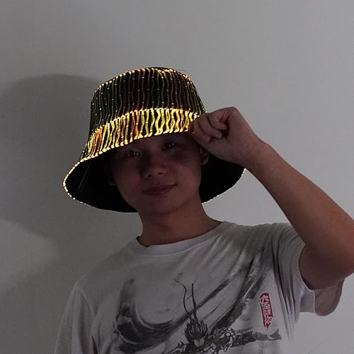 Miniatura 4 de Sombrero iluminado Rave Bucket Hat 7 colores intermitente resplandor LED sombrero neón loco sombreros para festival equipo para fiesta sombreros