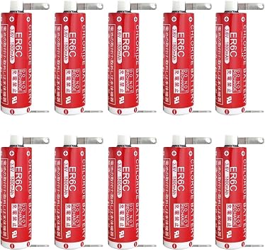 10 Pack ER6C 3.6V 1800mAh PLC Battery with Solder feet Replace for MAXELL ER6C 3.6V AA Battery 10 Pack