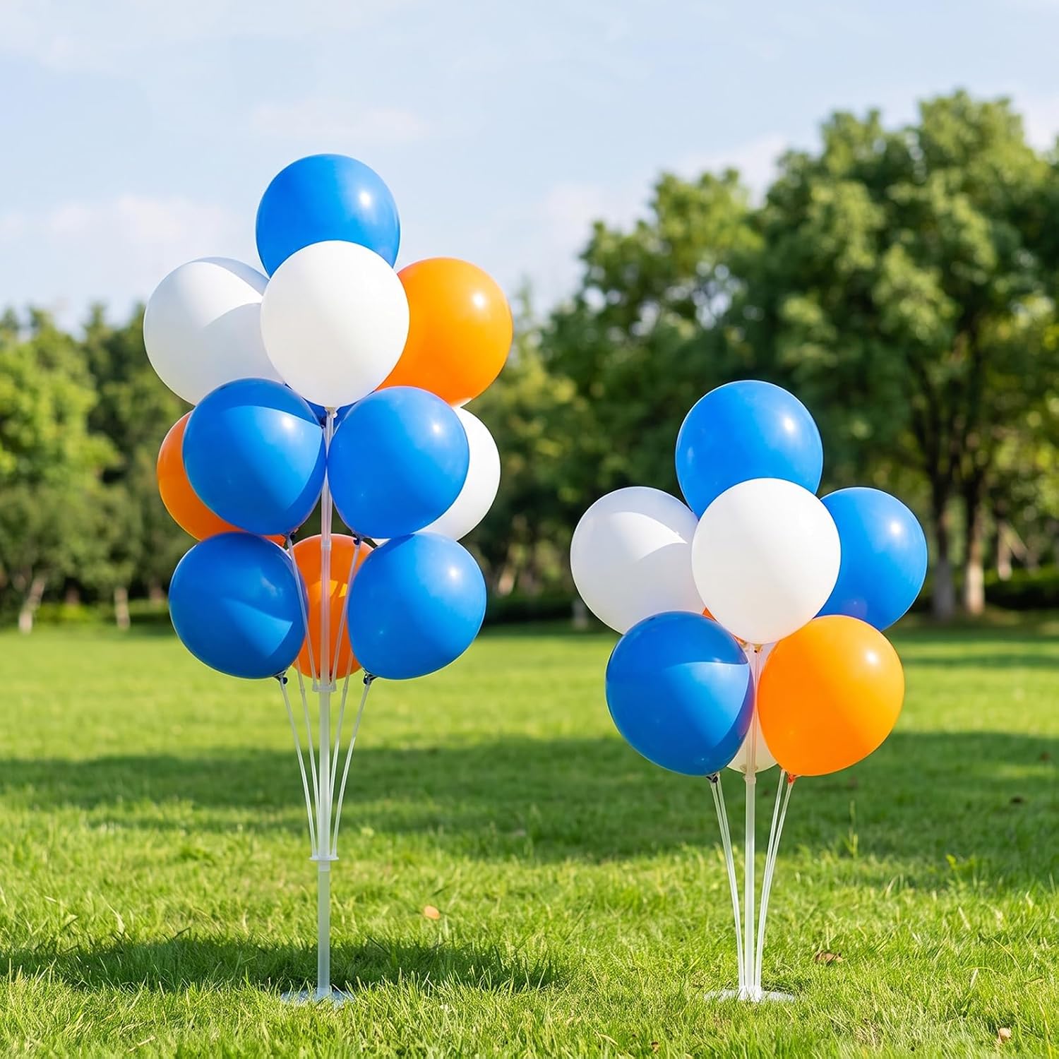 20Pcs 12"Balloon Sticks with Base White Plastic Balloon Holders Transparent