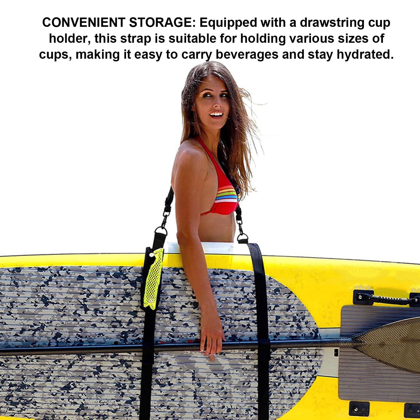 Sangle De Transport Réglable Pour Kayak, Paddle, Surf - Bandoulière Rembourrée, Mains Libres - Noir, 200 G