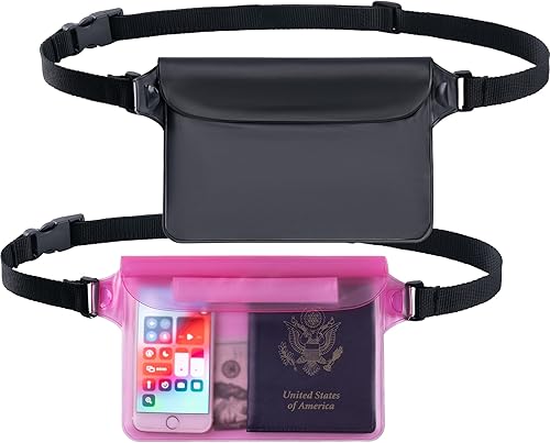 Miniatura 12 de CADONO Paquete de 2 fundas impermeables con correa ajustable para la cintura Bolsa seca sensible al tacto en pantalla, mantiene tu teléfono