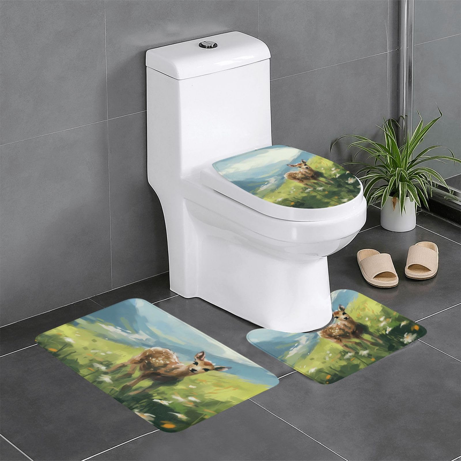 Tapis de salle de bain cerf dans la prairie WHJDPP pour une ambiance nature et apaisante