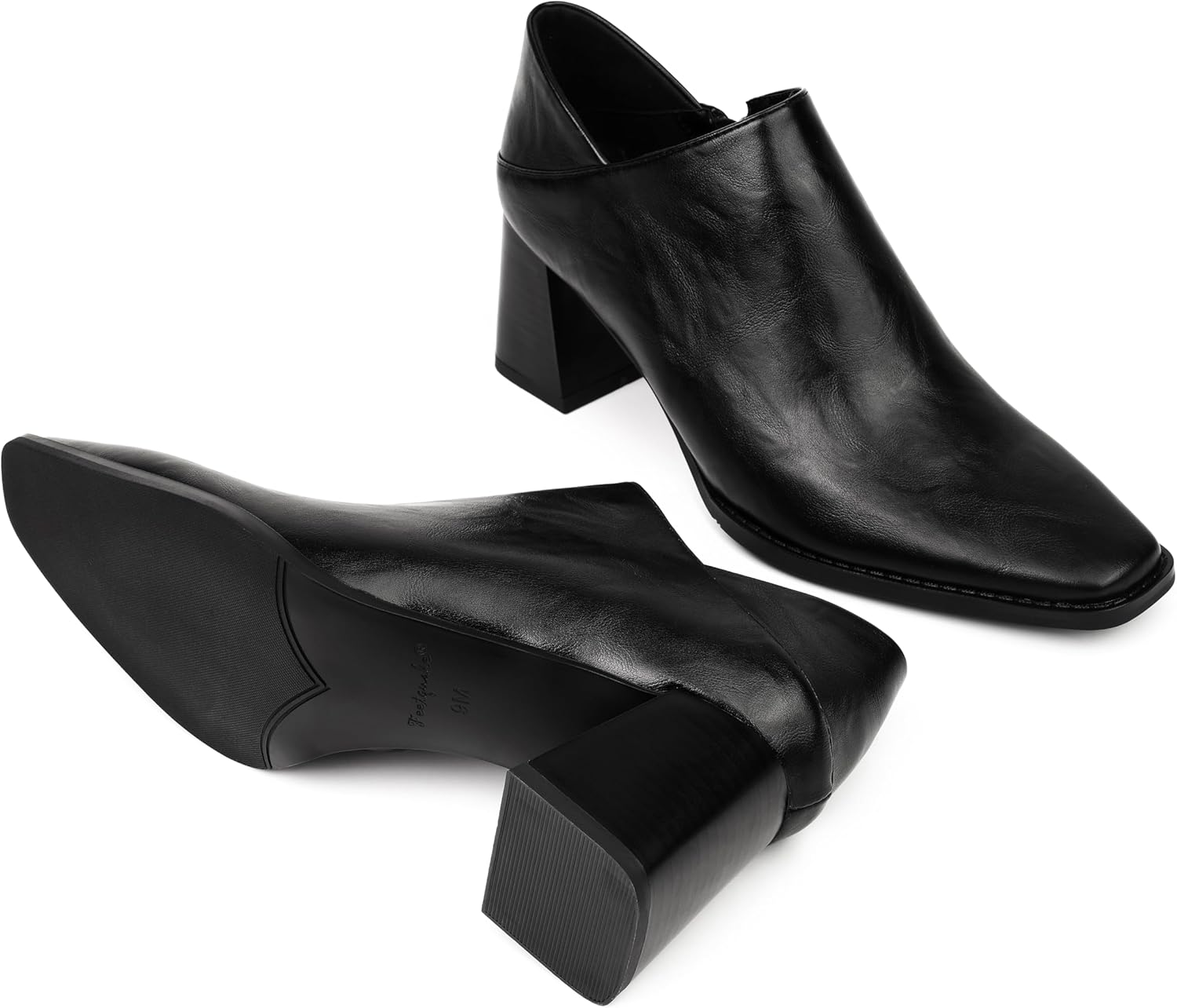 Womens Dress Shoes Chunky Heels Pumps Shoes Women Faux Leather Slippers Mules Comfortable Casual Black Dress Shoes for Women - Image 8