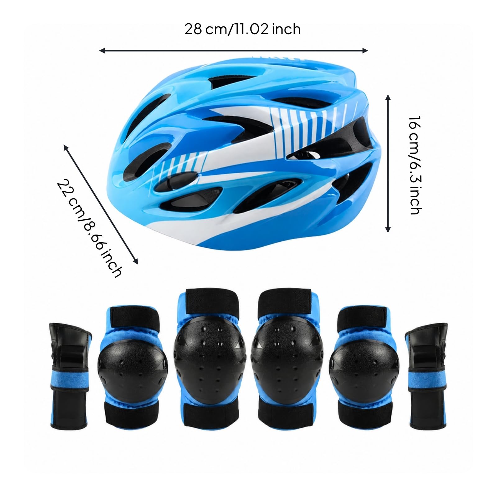 LOVIVER 7 Stück Stoßfest Protektoren | Verstellbare Klettverschluss-Riemen, Rollschuh-Schoner-Set, Gepolstert, Knieschoner, für Skaten, Inlineskating, S