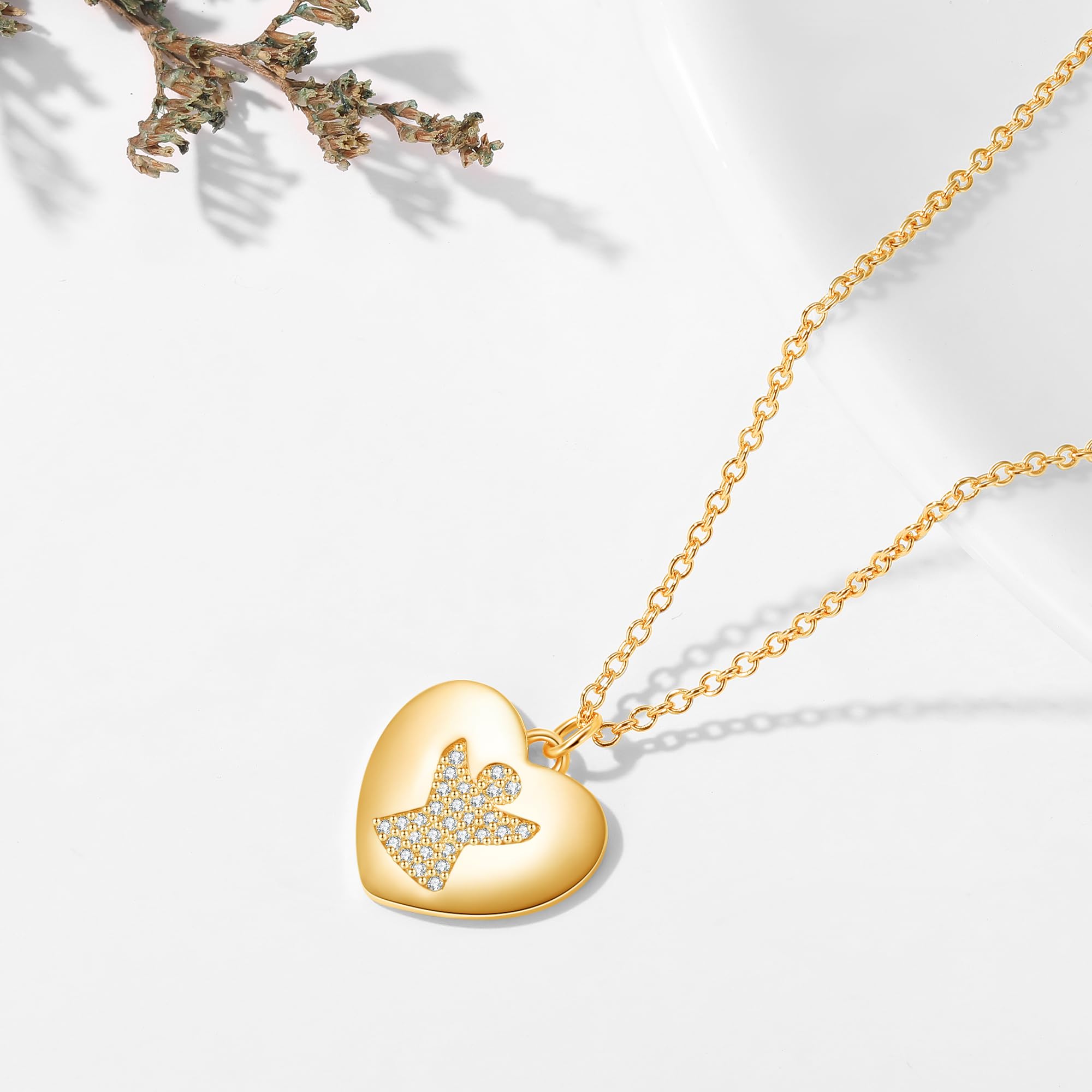 Jrêveinfini Schutzengel Halskette Damen 925 Silber mit Anhänger, Engel Schmuck Glücksbringer für Frauen mit Geschenkbox, Geschenk zu Weihnachten, Valentinstag, Muttertag & Geburtstag