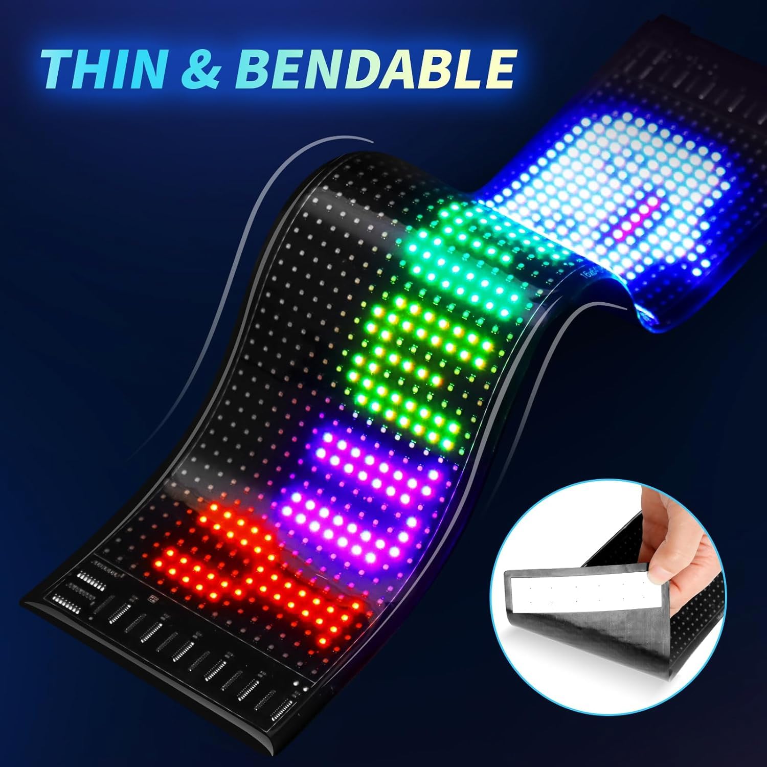 Qnoavve Flexibele USB LED Display Board, 37x9.2cm Smart Bluetooth Font Programmeerbaar Teken Voor Auto, Winkel, Bar, Graffiti, Tekst, Animatie Display