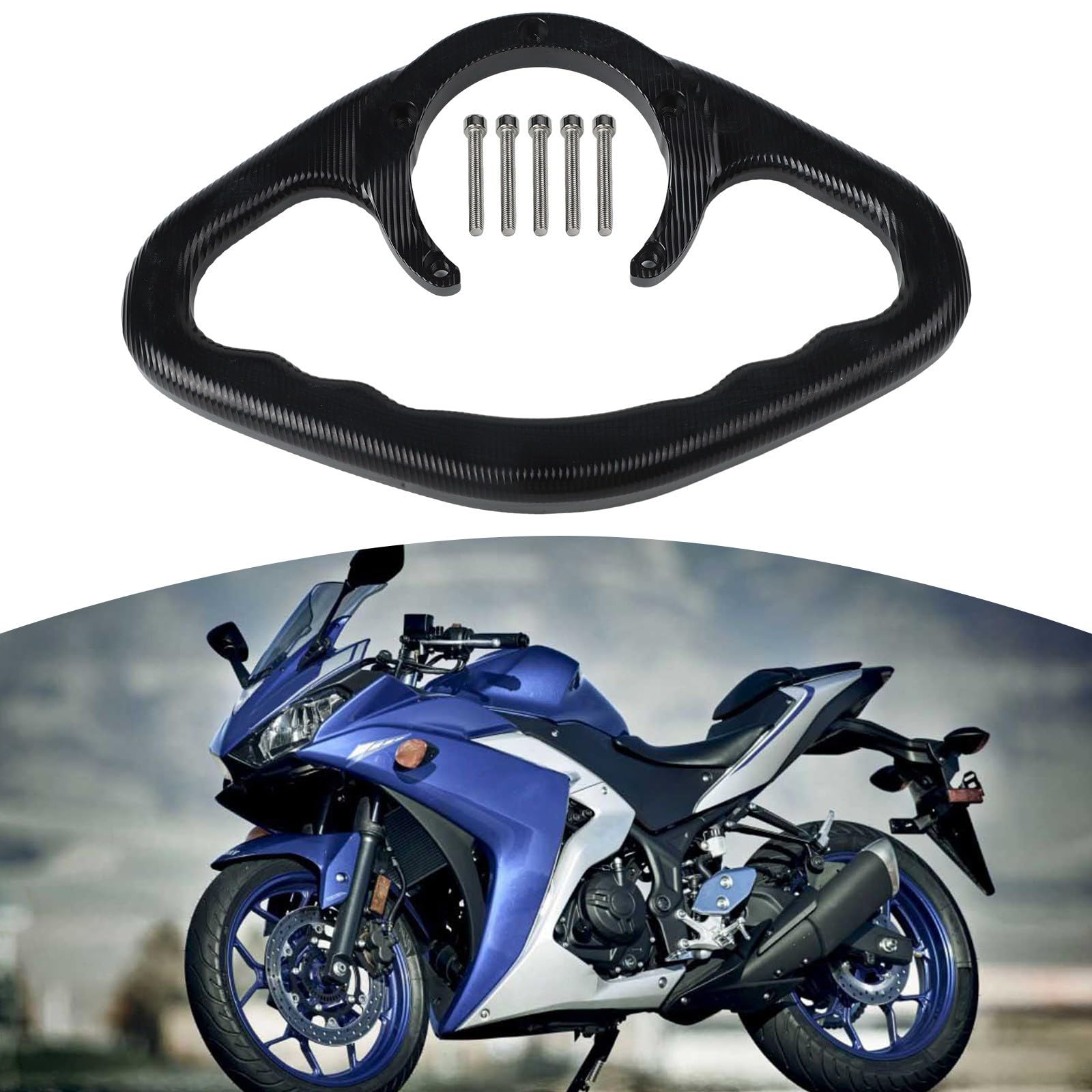 Maniglia per serbatoio moto Yamaha per sicurezza passeggeri compatibile con modelli R1 R6 FZ1 FZ6 (nero)