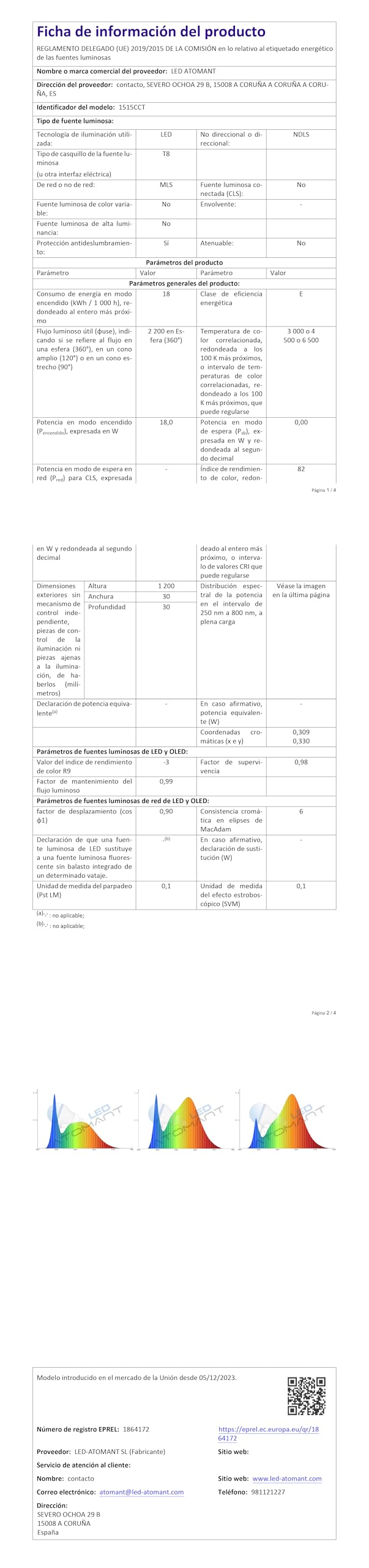LED ATOMANT Pack 48x Tubo LED 120cm 18W, CCT (Selector de Color Blanco Calido, Neutro y Frio), 2200 Lumenes, Cebador LED incluido, T8 Standard