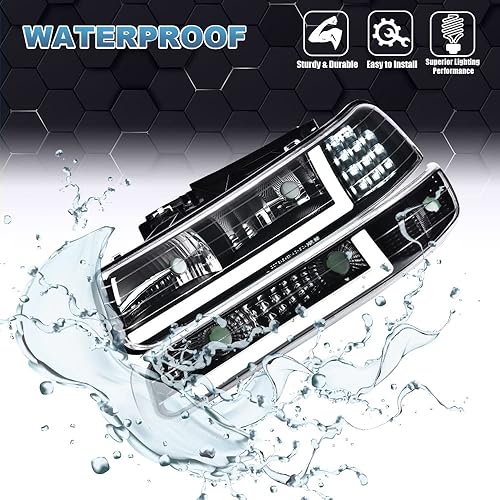 Vista 74 de PIT66 - Faros delanteros LED, compatibles c/99-02 Chevy Silverado 1500 2500/01-02 Silverado 1500HD 2500HD 3500/00-06 Tahoe Suburban 1500 2500