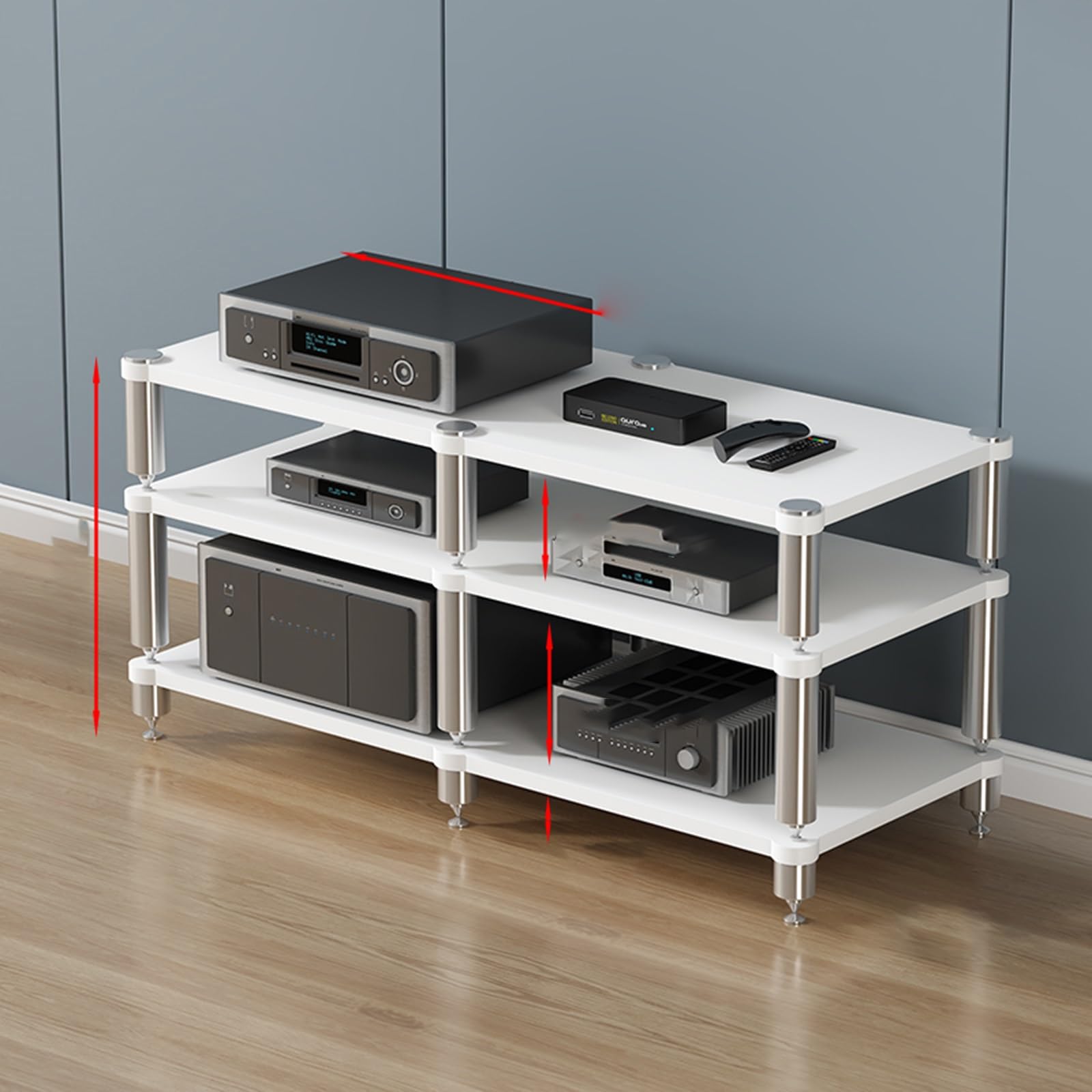 Szafka Hi-FI, szafka Hi-FI, narożny uchwyt AV 2/3/4-poziomowy, wieża Hi-FI, przenośny stojak na odtwarzacz, stojak do przechowywania treści multimedialnych, stojak na konsolę do gier wideo (lekka)