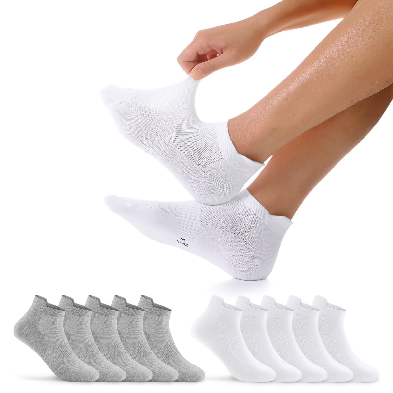 EKSHER 10 Pares Calcetines Tobilleros Hombre Algodón Calcetines Mujer Deporte Cortos Antiampollas Running