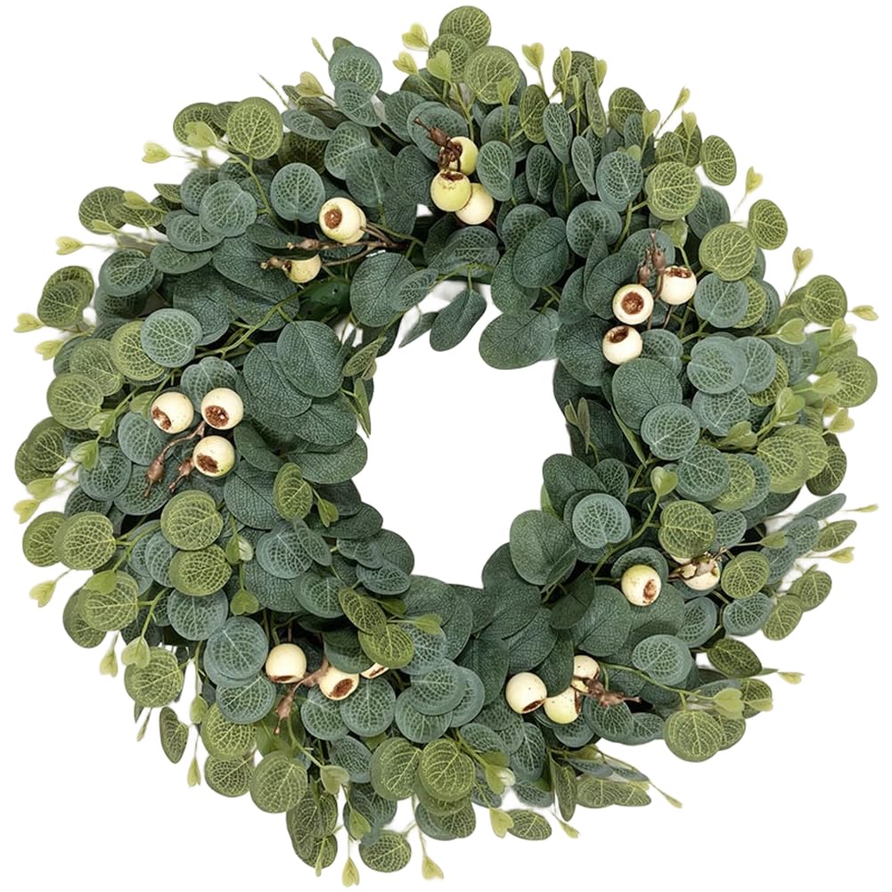 Ghirlanda di foglie di eucalipto artificiale 45 cm verde PE fiore ghirlanda per primavera decorazione casa matrimonio ufficio appeso alla parete