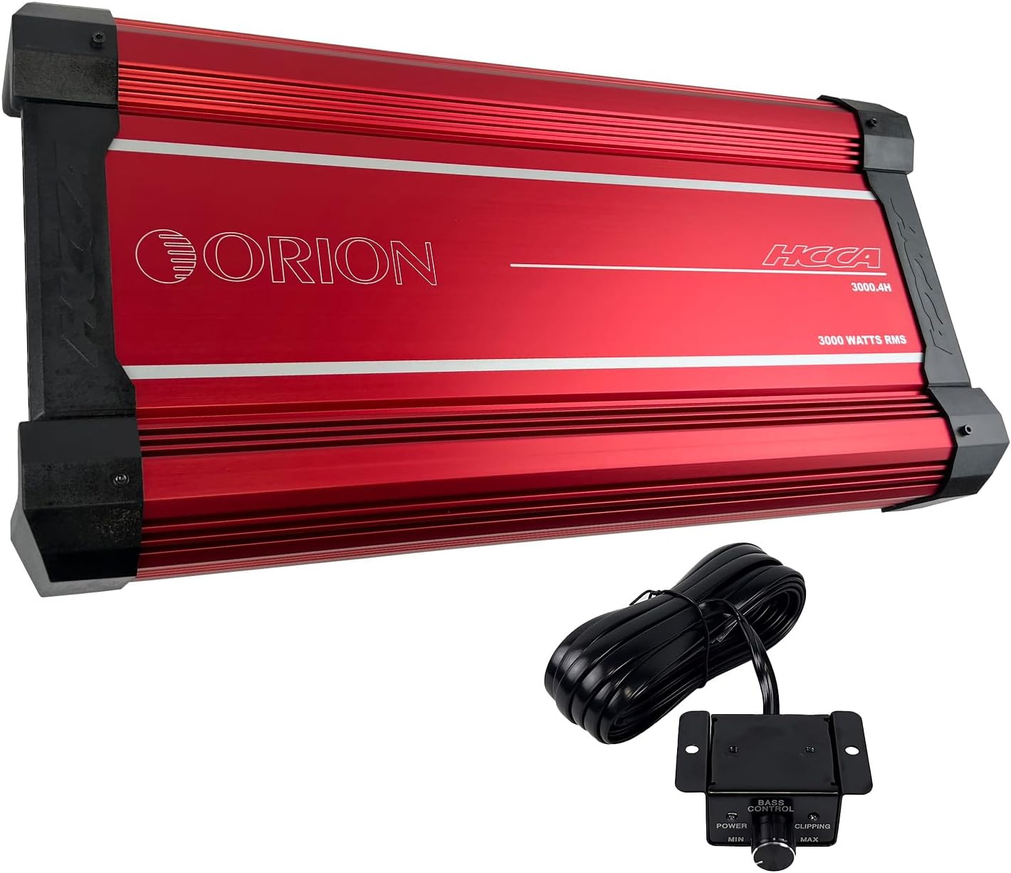 Orion HCCA Series HCCA3000.4H High Performance 3000W RMS 4-Channel Class H Amplifier - 1 Ohm Stable, Low/High Pass Crossover, Bass Boost Control, MOSFET Power Supply, with Bass Knob, Made in Korea