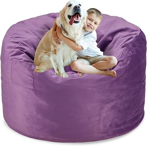 Miniatura 8 de Homguava Bean Bag Chair 3' Bean Bags con relleno de espuma viscoelástica, sillas de puf grandes, sofá suave con funda de terciopelo holandés-36 × 36