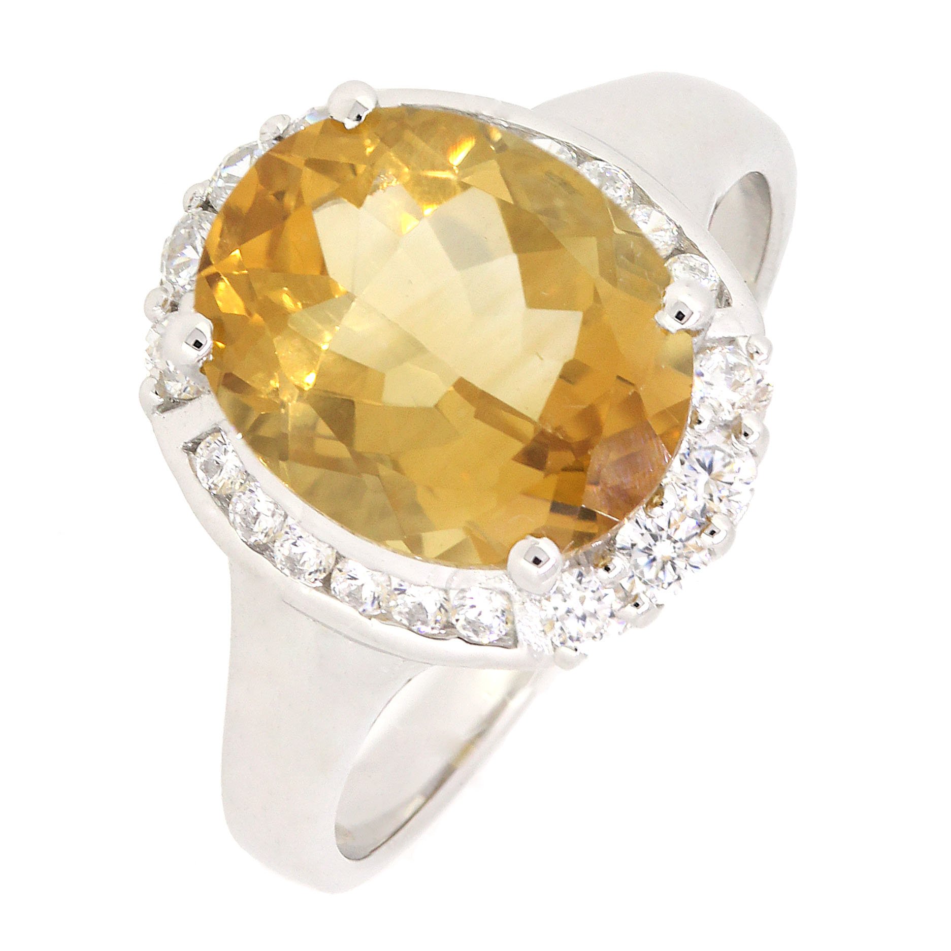 Sterling Silver Oval Genuine Citrine Halo Ring (3 1/4 CT.T.W)