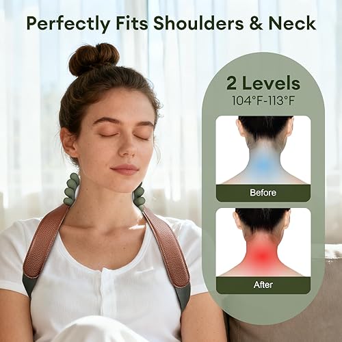 Miniatura 4 de IeBilif Masajeador de cuello con calor, masajeador eléctrico Shiatsu para cuello y hombros con mano maestra N7, regalos para hombres y mujeres