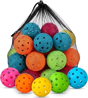20 Pack Premium 40-Holes Multicolor Outdoor Pickleball Balls, USAPA Approved Pickleball Ball with Bag, Perfectly Balanced, High Bounce True Flight, Outdoor Pickleballs Set for Beginners Professionals