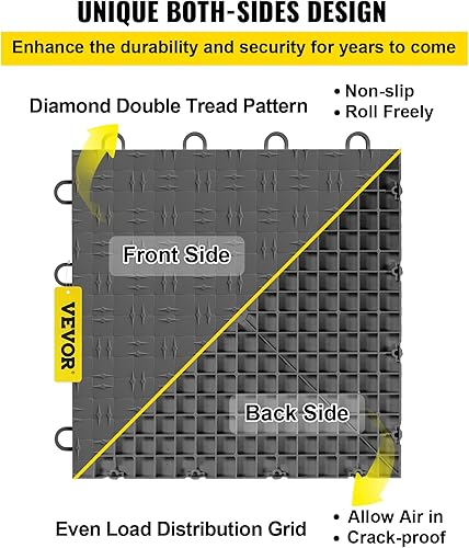 Miniatura 5 de VEVOR Azulejos de garaje entrelazados 12 x 12 pulgadas paquete de 50 azulejos de revestimiento de piso de garaje gris grafito azulejos