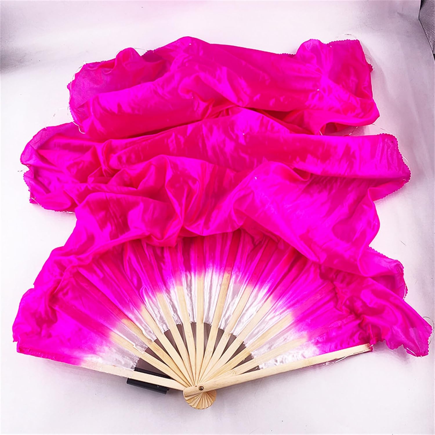 150CM Long LED Belly Dance Fan Illuminated 1PC Wood Frame for Vibranted Stage and Festival Wood Hand