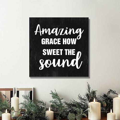 Miniatura 6 de Canvas Prints Amazing Grace How Sweet The Sound Retro Painting On Canvas Artwork Prints Ready to Hang Motivational Quote Art Wall Decor for Living