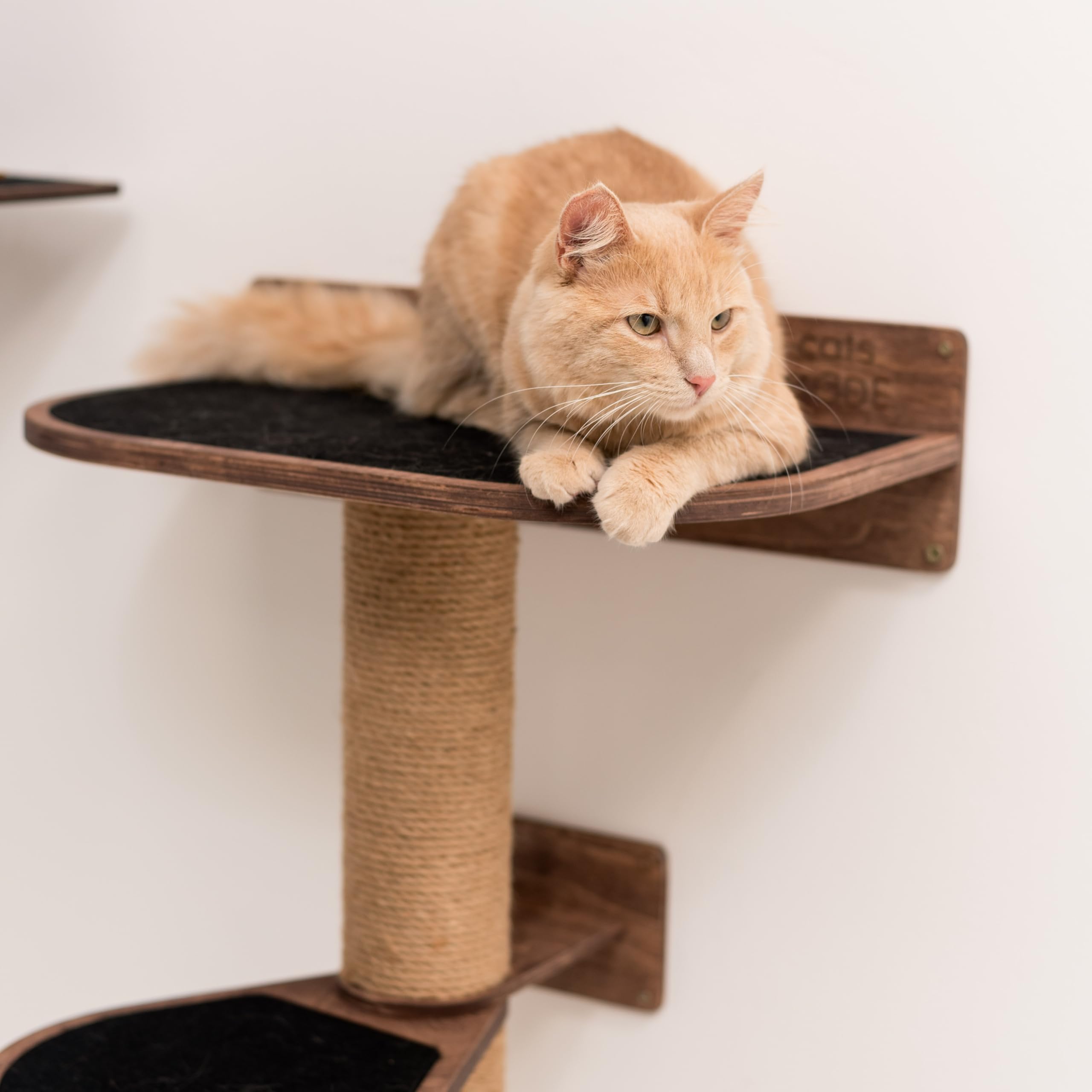 Cat Tower with Scratching Post for Large Cats - Wooden Wall Cat Tree Tower Small Scratching Post for Cats - Wood Cat Furniture Indoor Cats Rustic Cat Decor Cat Lover Gift
