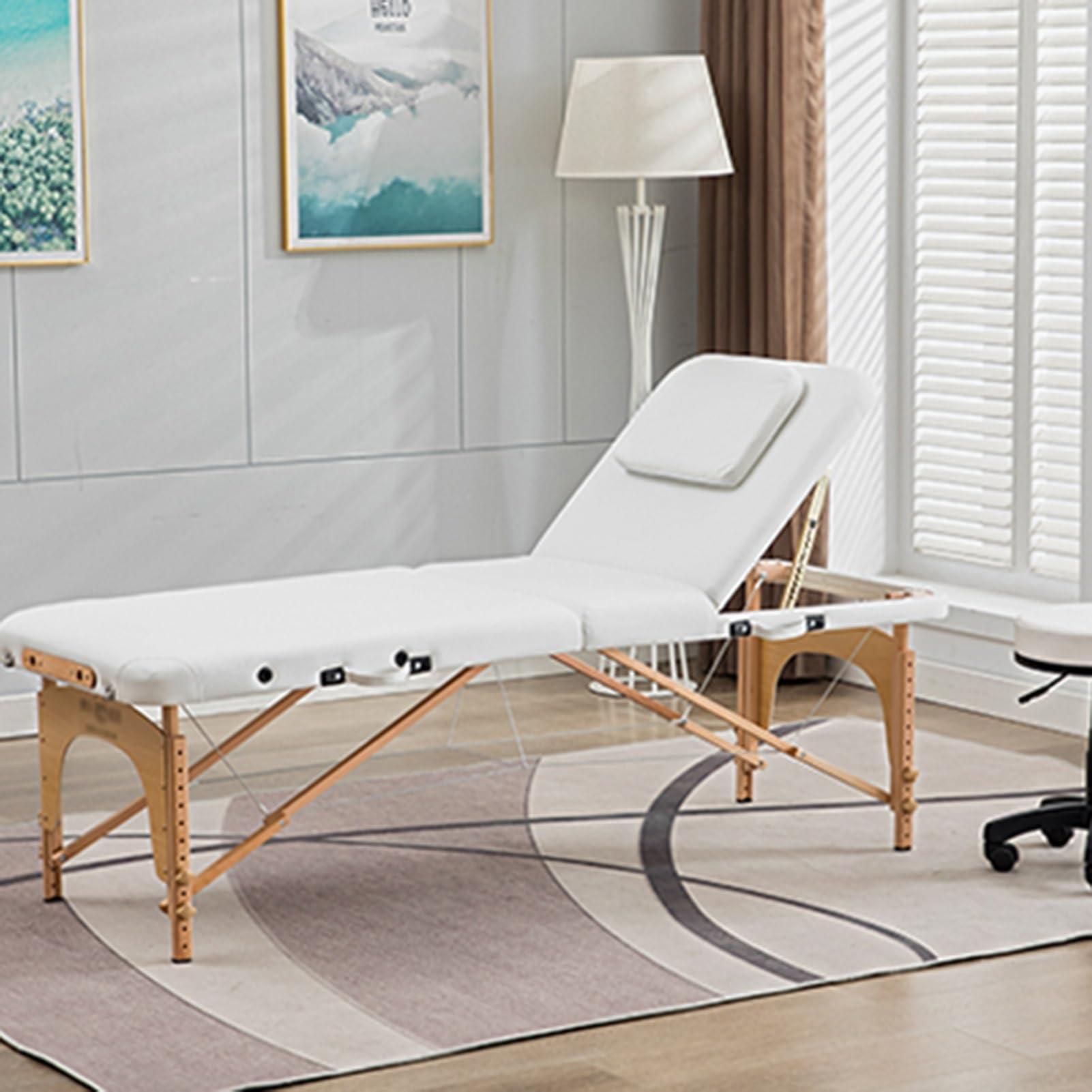 ホワイト マッサージテーブル 高さ調整可能 ホワイト マッサージテーブル 高さ調整可能