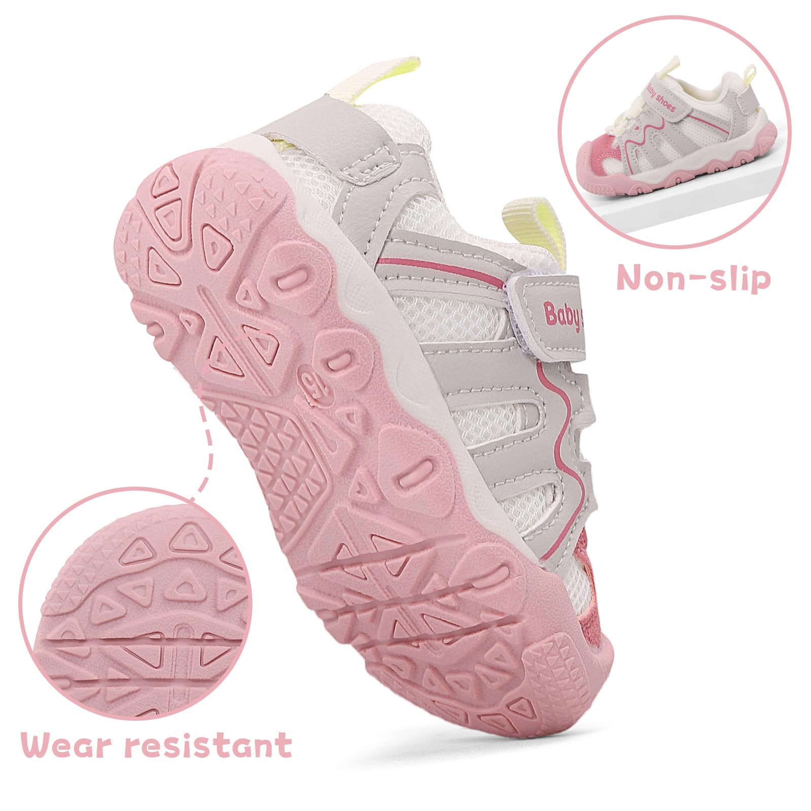 MASOCIO Scarpe Primi Passi Bimbo Bimba Neonato Scarpe Bambino con Suole Gomma Morbido Antiscivolo