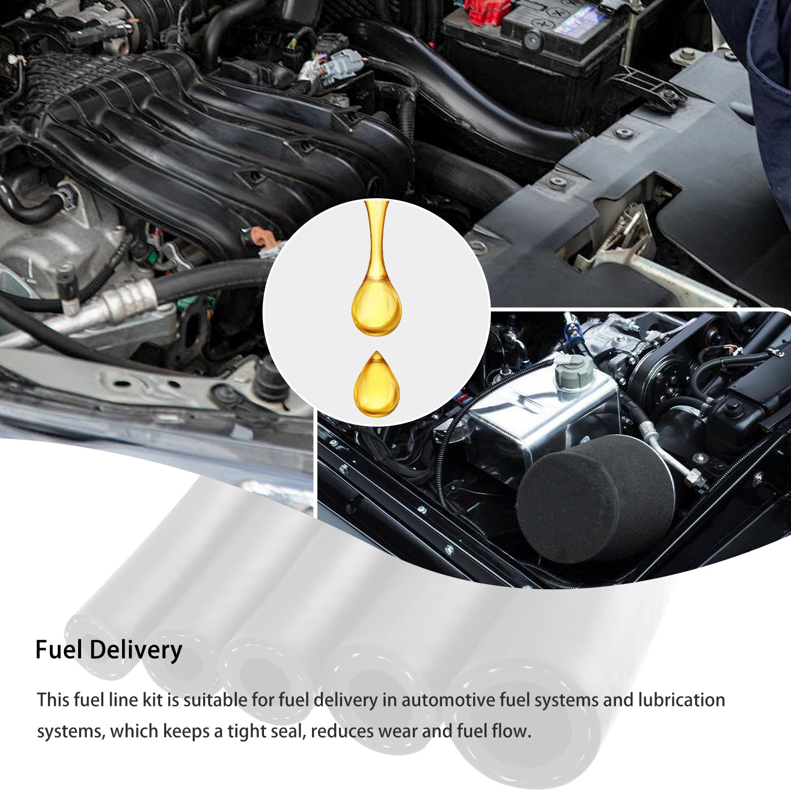 Kit de 5 mangueras de línea de combustible, manguera de combustible NBR incluye manguera de línea de gas de 3/16 pulgadas, 5/16 pulgadas, 3/8 pulgadas, 1/2 pulgadas, 1/4 pulgadas de 3.28 pies cada una