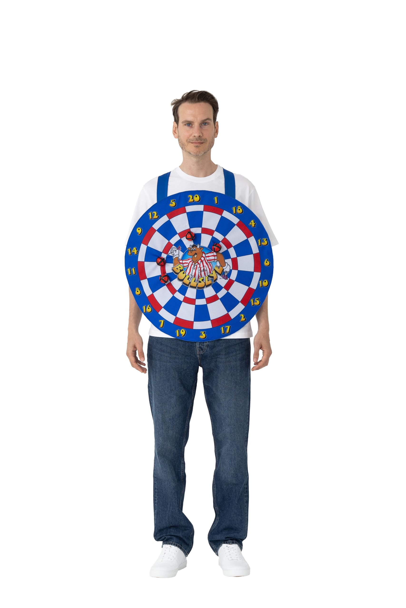 Blues Group Officially Licensed Bullseye Dartboard Tabard, Fun Novelty Fancy Dress with 3 Velcro Balls