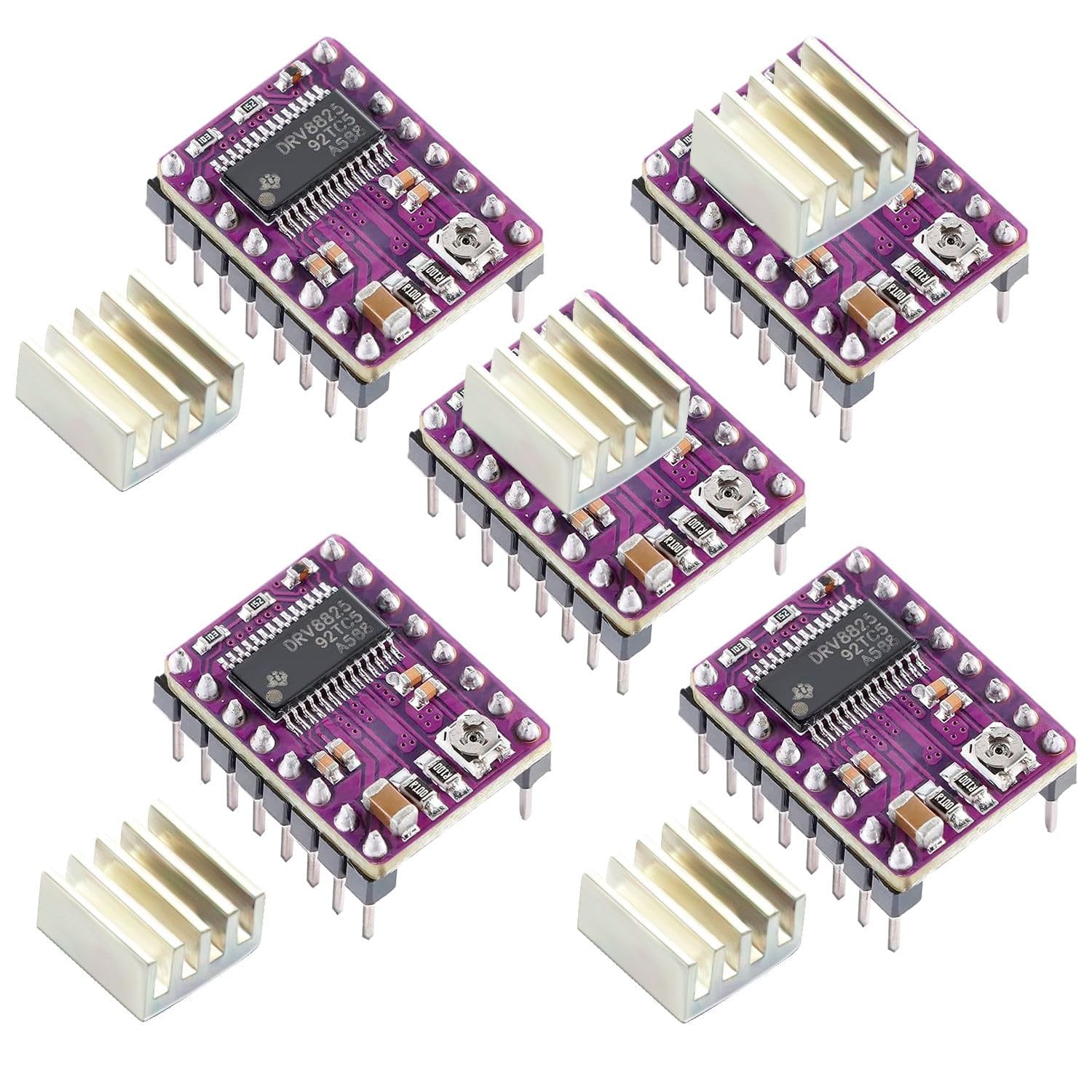 RIDEN 5pcs DRV8825 Stepper Motor Driver Module for 3D Printer Ramps 1.4 StepStick+Heat Sink-picture-21