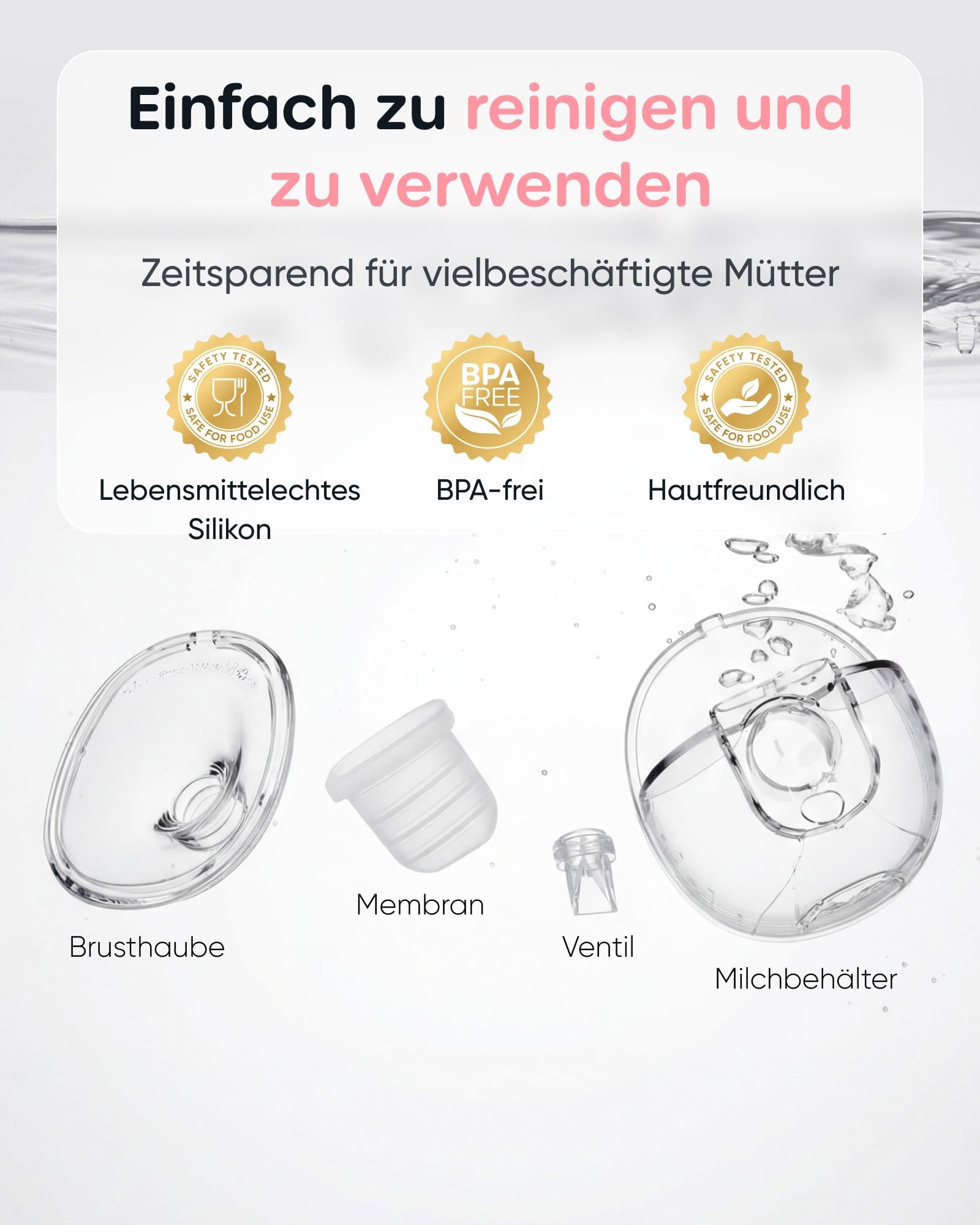 Nuliie S32 Elektrische Milchpumpe Freihändig 4 Modi 9 Stufen 13-24 mm Flansch Weiß