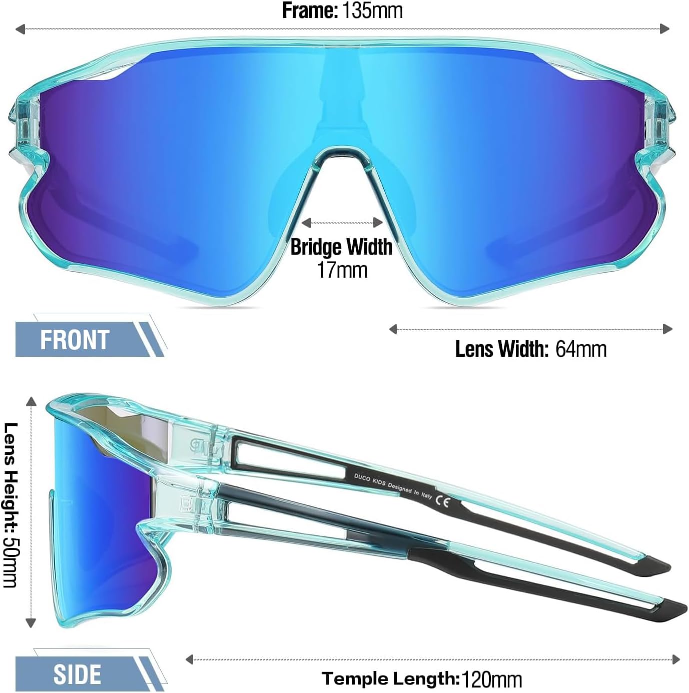 DUCO Kids Sunglasses Youth Baseball Sun Glasses Lightweight TR90 Frame UV400 Sports Cycling Shades for Boys Girls DK268 - Image 3